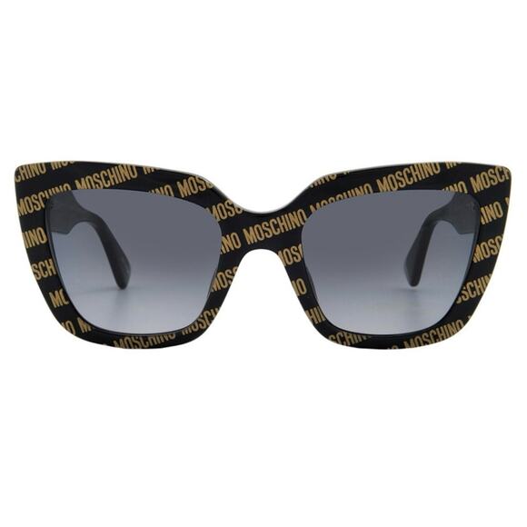 New! Moschino Black Sunglasses with Gold Logo Pattern, MOS148/S 7RM9O, Authentic - Picture 2 of 5